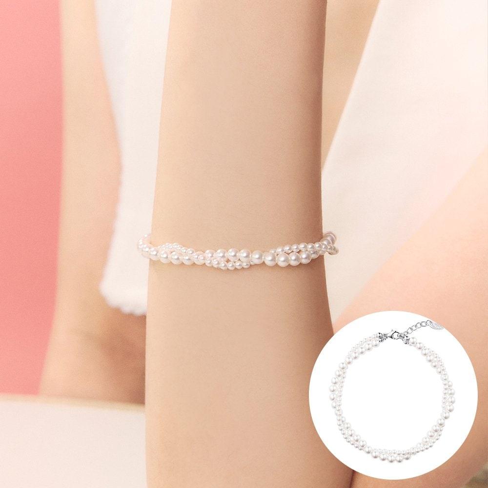 

[Rosemont] Silver Pearl Tangle Bracelet Ra25B27J