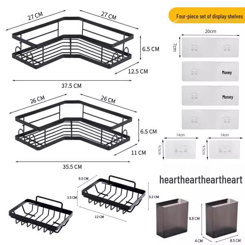 Drill-Free Corner Wall-Mounted Bathroom Storage Rack