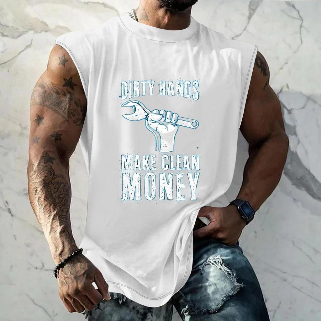 Men Sleeveless Muscle Tank Top Casual Loose Fit Workout Shirt Labor Day Graphic Print Comfortable Lightweight Fabric
