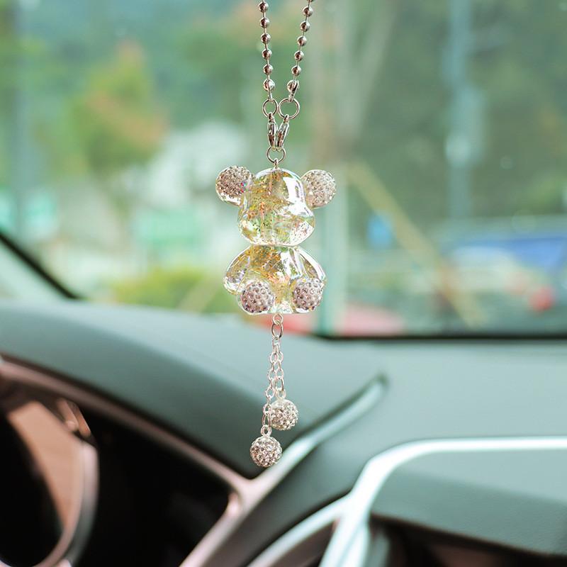 

Cartoon Bear Teddy Car Decoration Clay Car Pendant Plastic Ornament Rhinestones StyleD