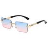 Fashion Rimless Sunglasses UV400 Rectangle Women Men Shades Hiking Square Sun Glasses Female Male Beach Vacation Travel Eyewear