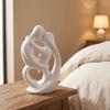 Minimalist White Art Sculpture 3D Printed Abstract Couple Embrace Statue, Heart Hollow Love Figurine, Elegant Statues for Living Room Bedroom
