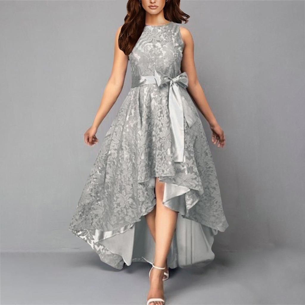 

Жіноча сукня з мереживом у печворку Lrregular Design Dress Party Dress Вечірня сукня S сірий колір