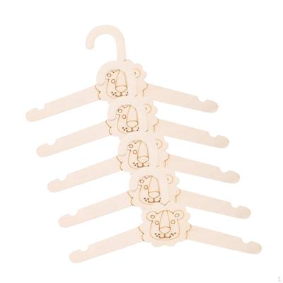 5 Pieces Wooden Hangers Clothes Hanger Children’s Cartoon Non Slip Infant Nursery Closet