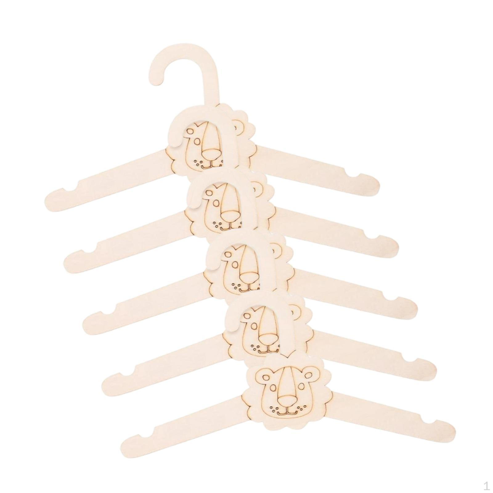 

5 Pieces Wooden Hangers Clothes Hanger Children’s Cartoon Non Slip Infant Nursery Closet Lion