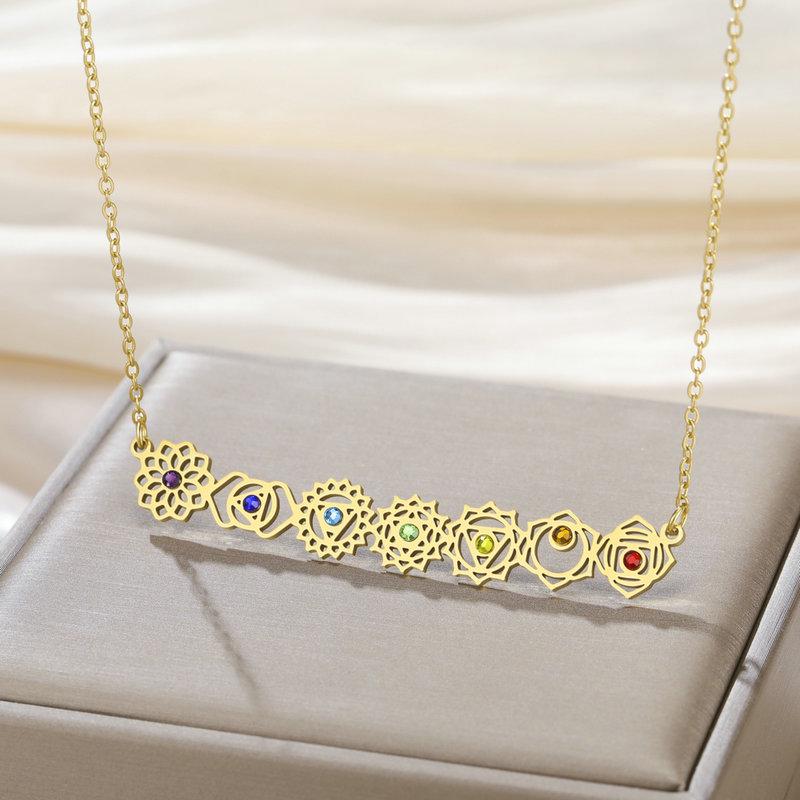 Custom Stainless Steel Yoga Necklace with Zirconia Pendant