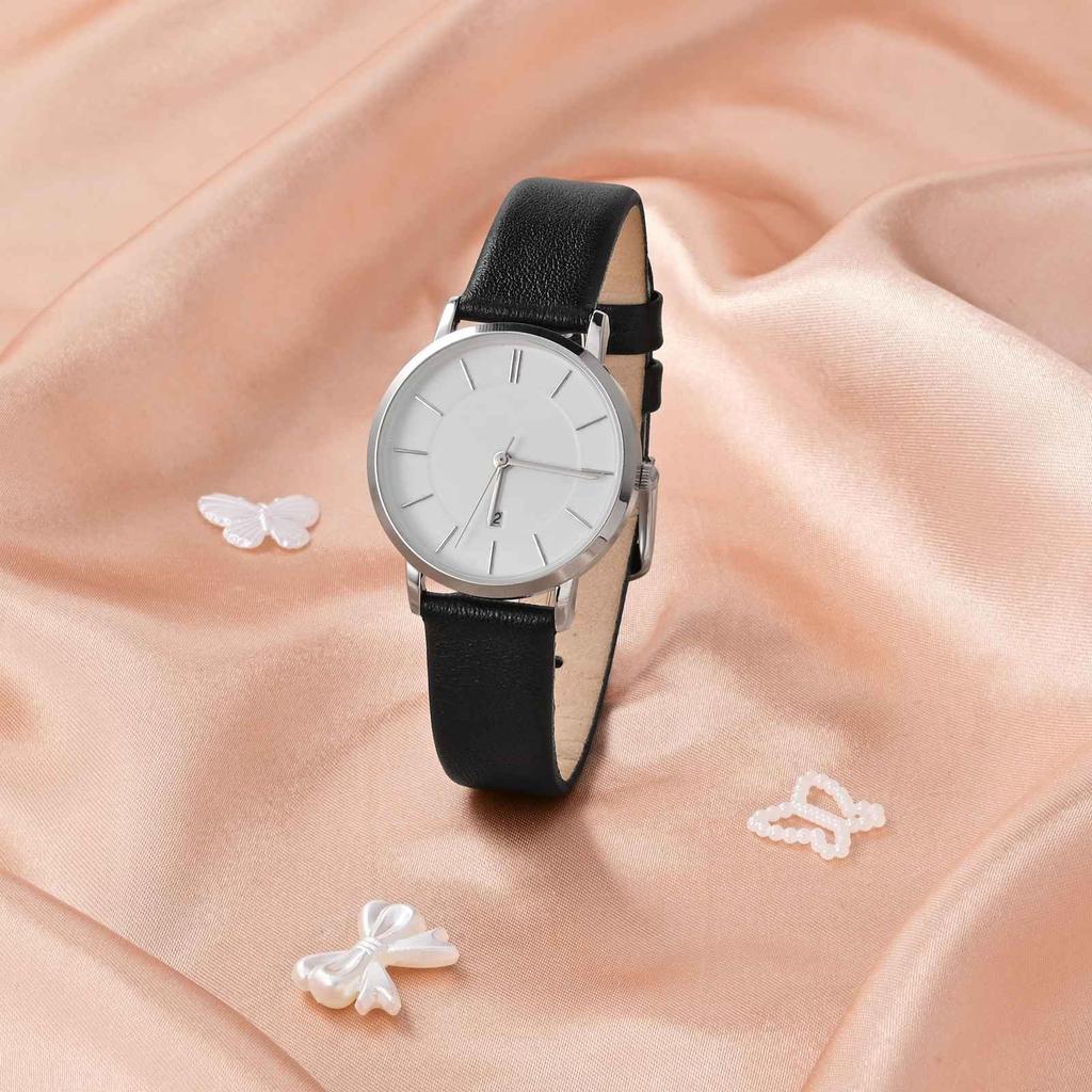 ANNEFIT Genuine Leather Watch Quick Black with Silver Buckle Band, 18mm, Thin, Release,