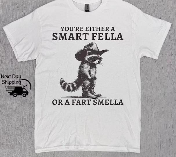 Retro Smart Fella Raccoon 90s Shirt, Funny Raccoon Vintage T-Shirt S
