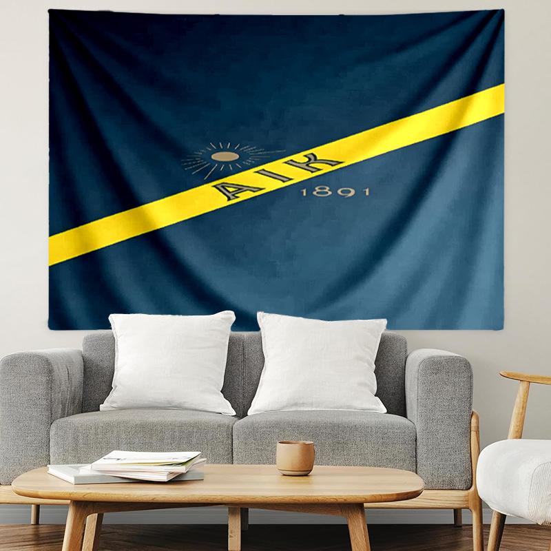AIK Fotboll Druck Wandteppich, Leichte Wandbehang, für Schlafzimmer, Studentenwohnheim, Wohnzimmer, Heimkunstdekor, Geburtstags-Weihnachtsgeschenk für Freunde
