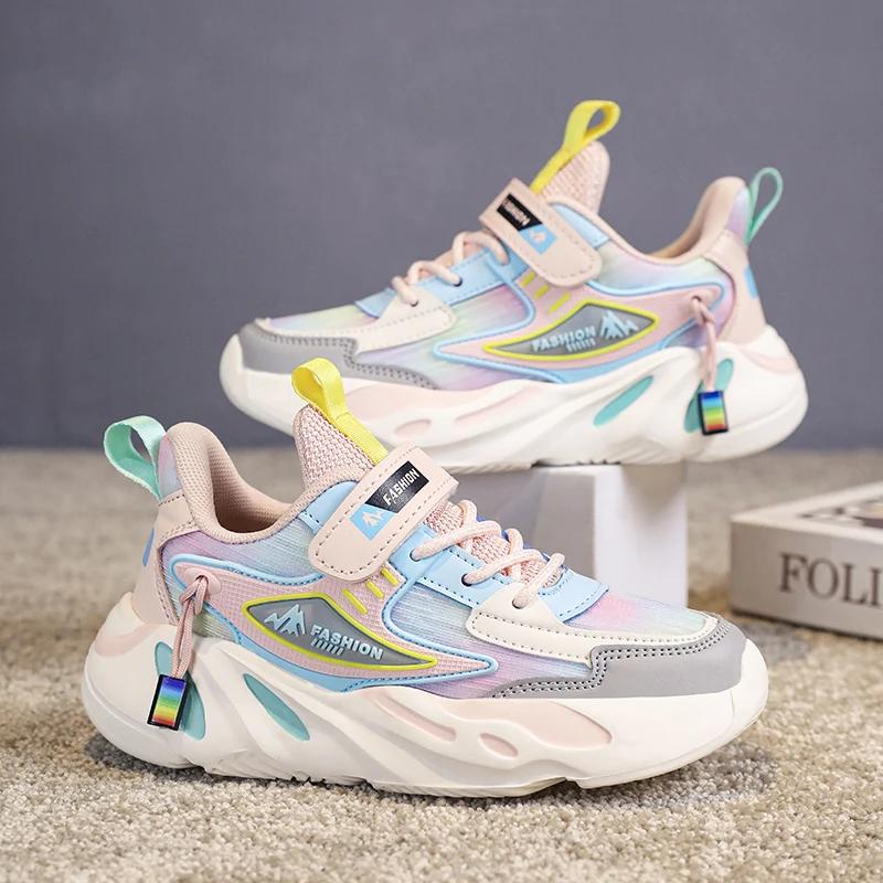 New Kids Girls Sneakers Breathable Mesh Running Shoes Lightweight Soft Sole Sports Shoes for Children School Walking Tennis