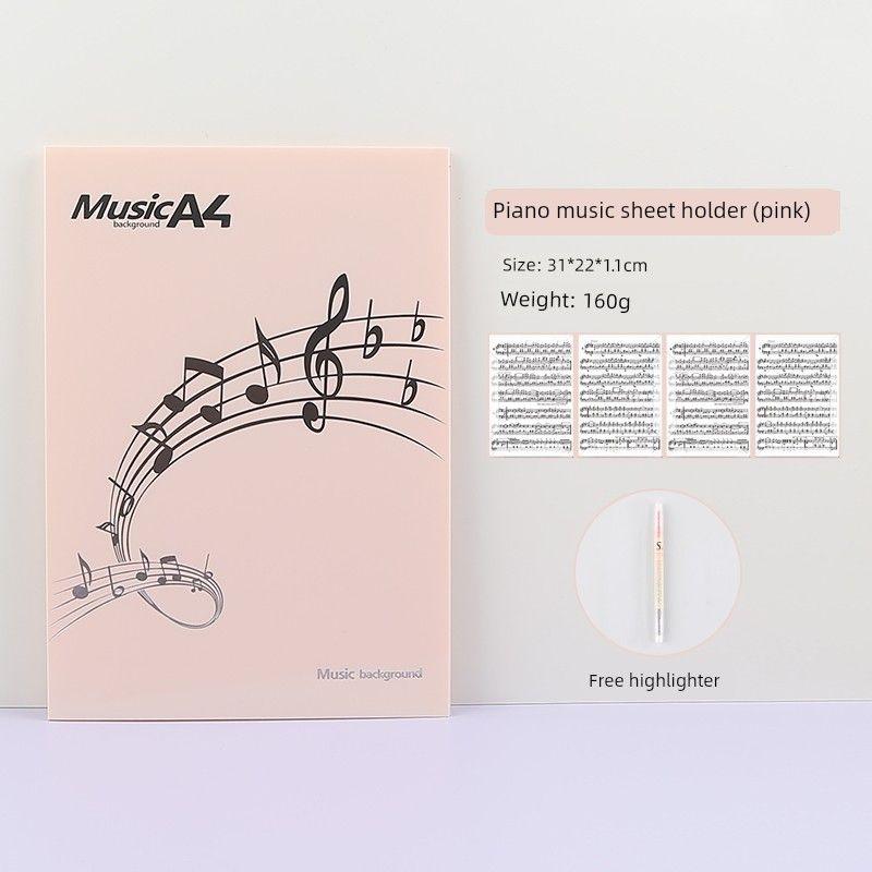 Sheet Music Folder Piano Performance 6-Page Expansion Music Score Folder A4 3 Foldable Non-Reflective Music Score Folder Can Be Modified Pink