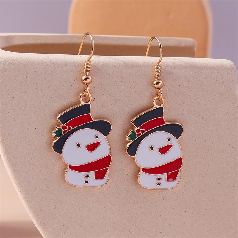 Cute Christmas Tree Drop Earrings Women Girls Elk Snowman Santa Claus Earrings X'mas New Year Party Jewelry Gifts