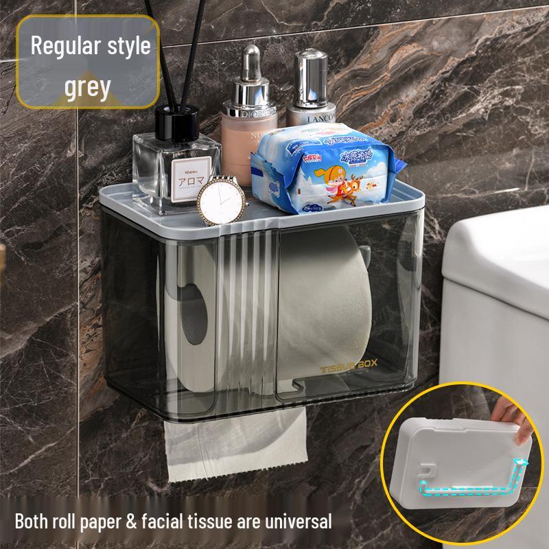 Wall-Mounted Bathroom Tissue & Towel Holder