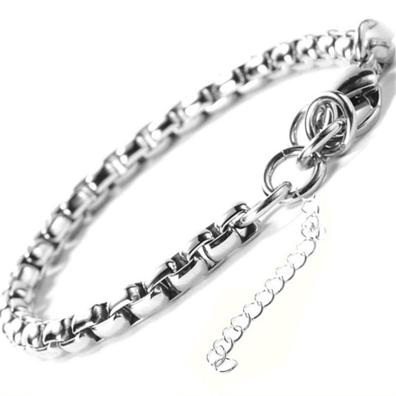 Men's European and American 3.2mm Titanium Stainless Steel Flat Bracelet