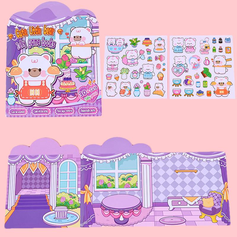 Серия гелевого клея: Многоразовая 3D-наклейка Тихий книжка для детей - Образовательная и увлекательная