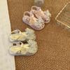 Youth Style Shoes Girls Closed-Toe Sandals With Butterfly Decor Soft Rubber Sole Princess Style Kids