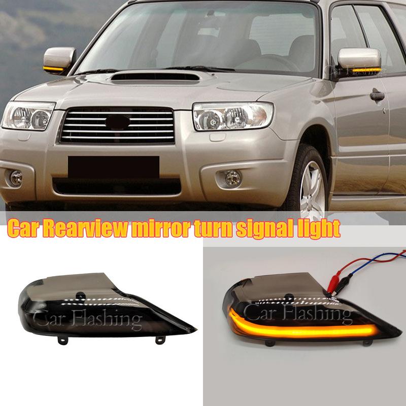 

For Subaru 03-08 Forester, OUTBACK, LEGACY, flowing rearview mirror lights, reverse mirror lights, turn signals Blackened shell 2pc