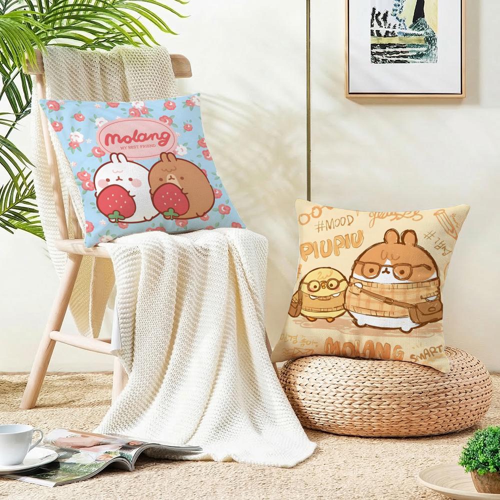 Round MMolangS Cushion Cover Breathable and skinfriendly linen pillowcase square removable and washable cushion