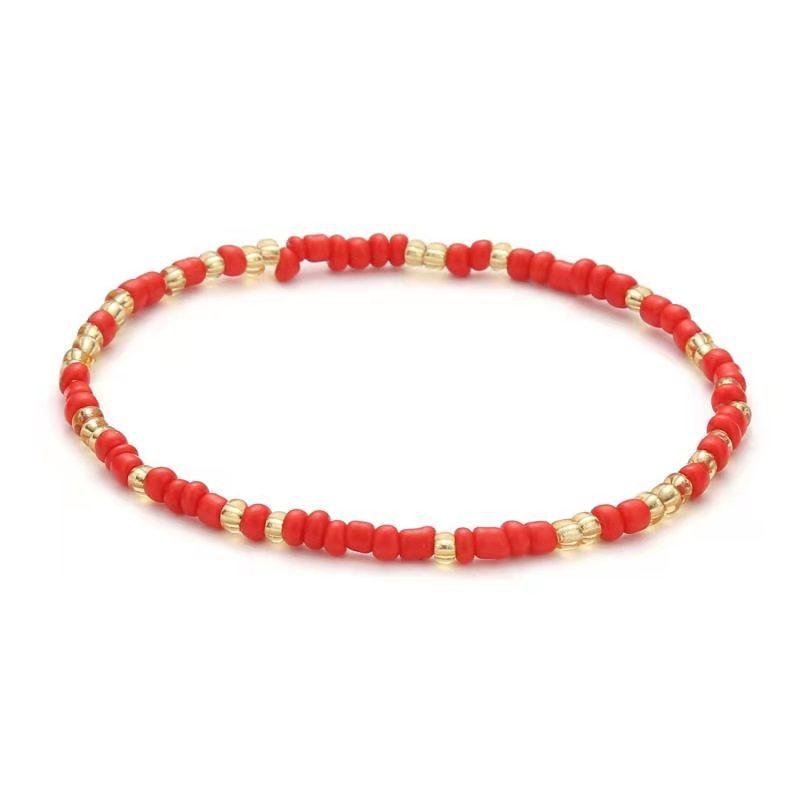 Colorful Beads Anklets Summer Beach Boho Women Elastic Rope Chains Adjustable Ankle Bracelet Beach Jewelry Vacation Accessories