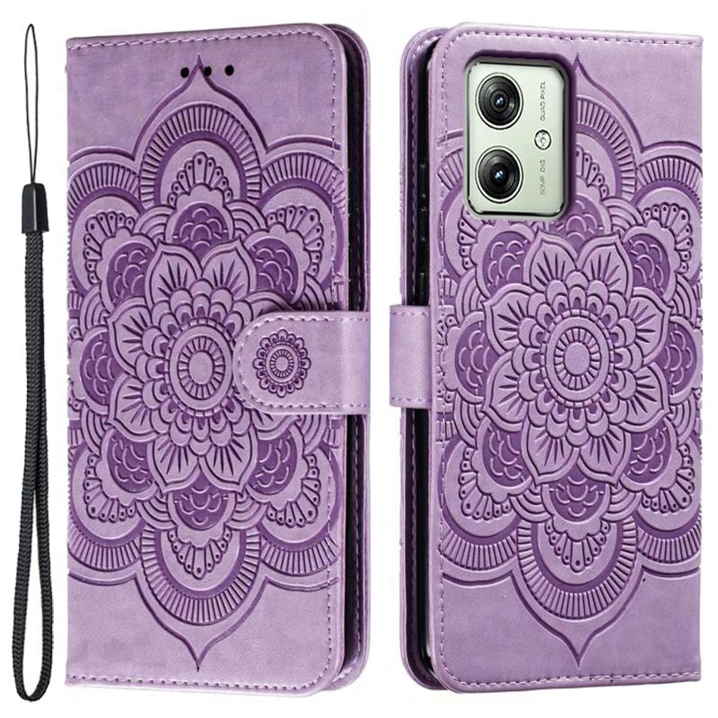 For Motorola Moto G54 5G Case PU Leather Mandala Imprinted Design Wallet Phone Cover