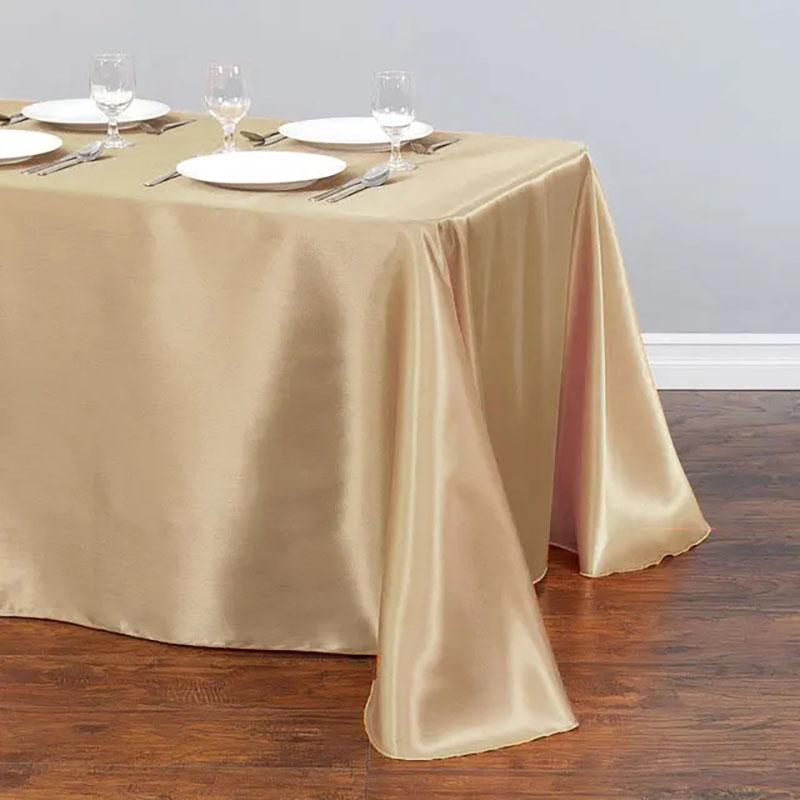 Wedding Tablecloth Rectangular Satin Table Black Overlay Cover Champagne Table Cloth Party Dinner Banquet Decoration