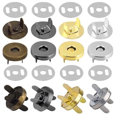 4 Pairs Round No-Sewing Required Magnetic Button Gold/Silver/Brass/Gun Color Kirsite Buckle Zinc Alloy Snap-Fastener 14/18mm