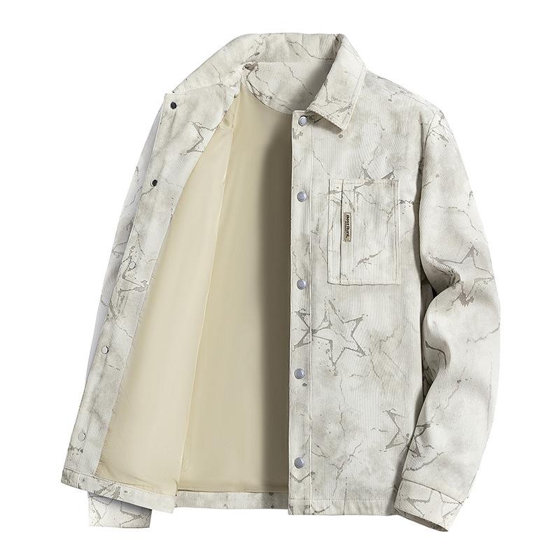 

Американская ретро джинсовая рубашка с принтом тай-дай мужская весенне-осенняя повседневная рубашка высокого класса с длинным рукавом куртка M
