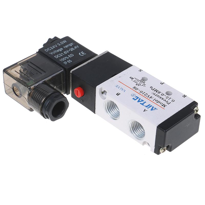 1Pc  5 Way 2 Position 1/4'' Airtac Solenoid Valve 4V210-08 DC24V