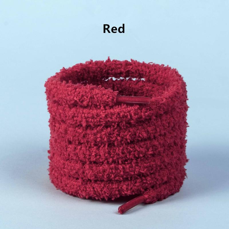 1 Paar Winter Pluizige Schoenveters Populaire Witte Blauwe Pluche Schoenveters Voor DE Trainingsschoenen Sport Casual Sneakers Schoenen Sneeuwschoenen 140cm rood