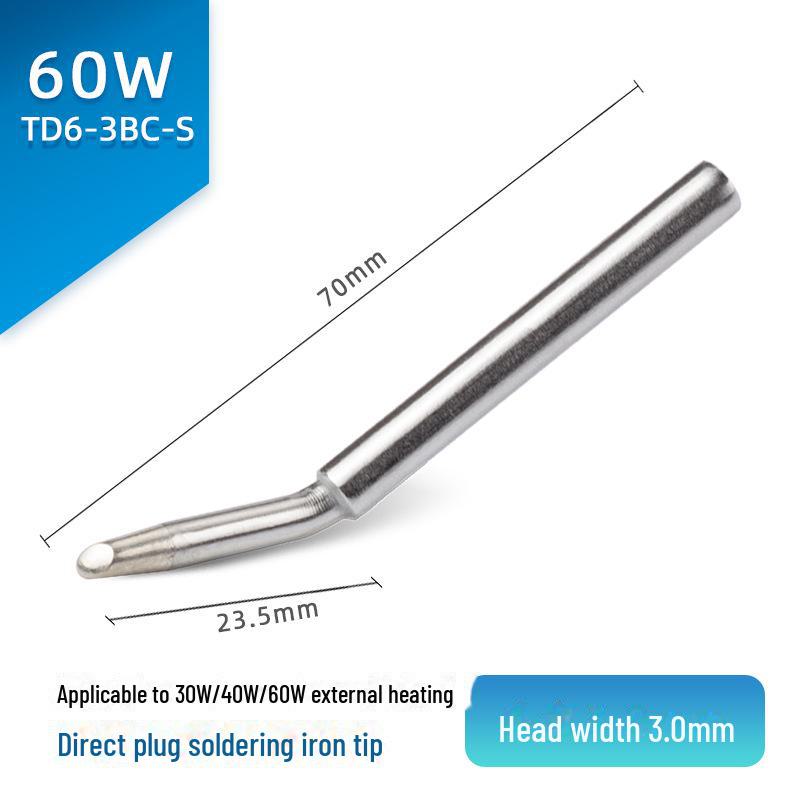 Jinruikang 60 W Chrom-Lötkolbenspitze, spitz, externe Heizung, kompatibel mit 30 W- und 40 W-Lötkolben.