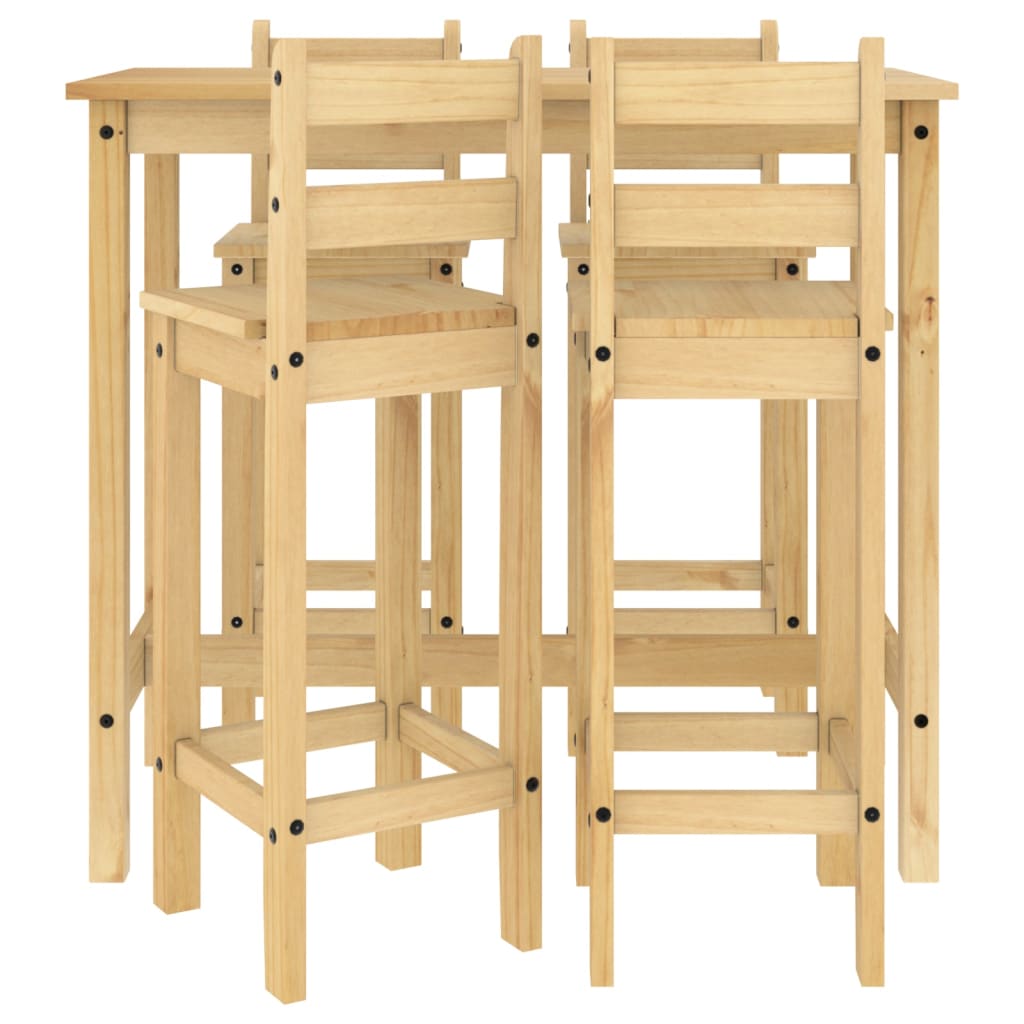 5 Piece Bar Set Solid Pine Wood