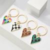 Cute Enamel Keychain Colorful Heart Key Ring Love Key Chains For Women Men Handbag Accessories Car Key DIY Handmade Zircon Gift