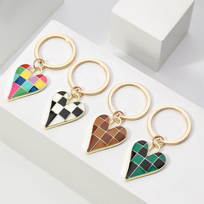Cute Enamel Keychain Colorful Heart Key Ring Love Key Chains For Women Men Handbag Accessories Car Key DIY Handmade Zircon Gift