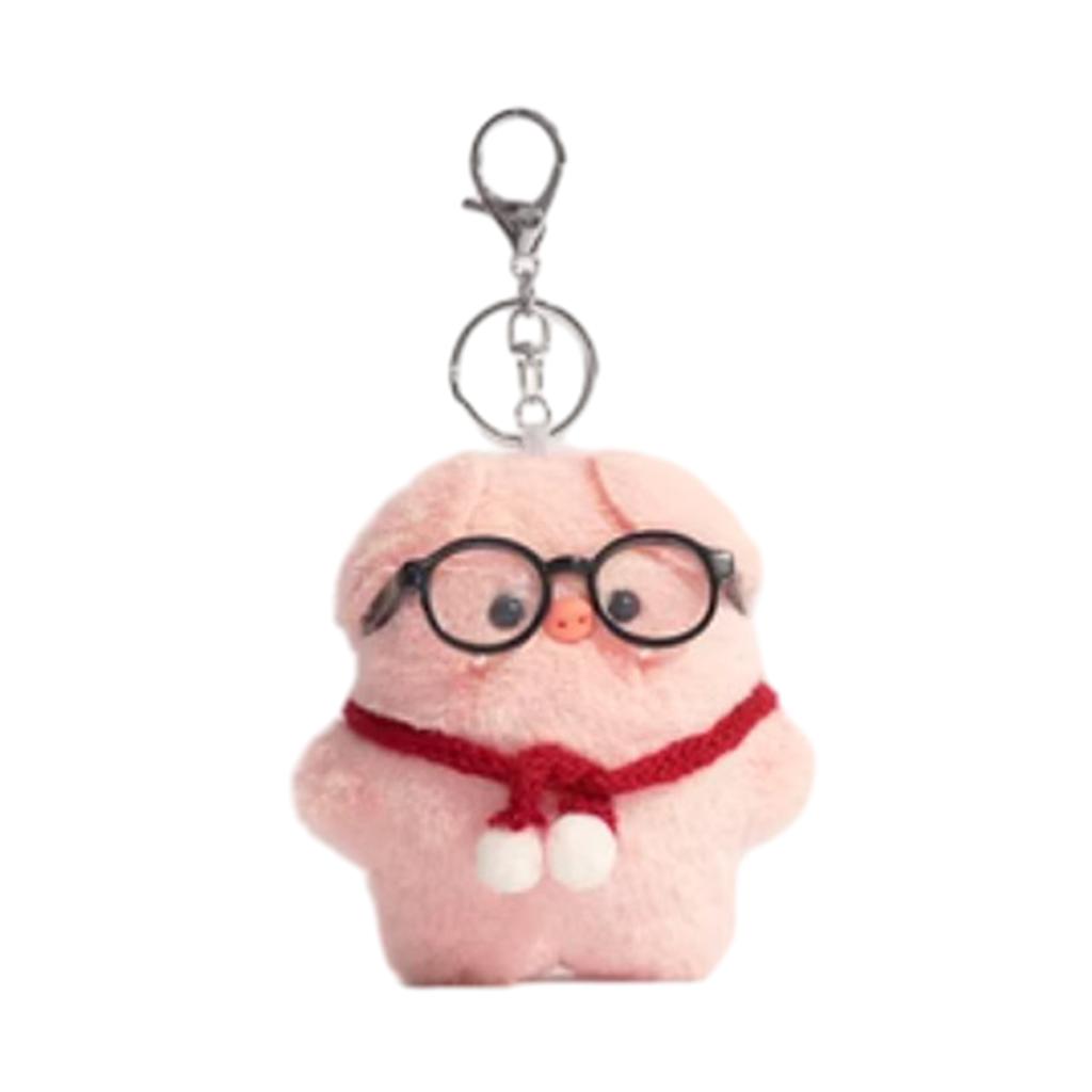 Stylish Pig Keychain with Sunglasses Soft Stuffed Toy Backpack Pendant Kids Gift Fashionable Accessory for Women Girl