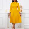 New Women's Clothing Fashion Temperament Elegant Pleated Skirt Elegant Solid Color Large Size Dress