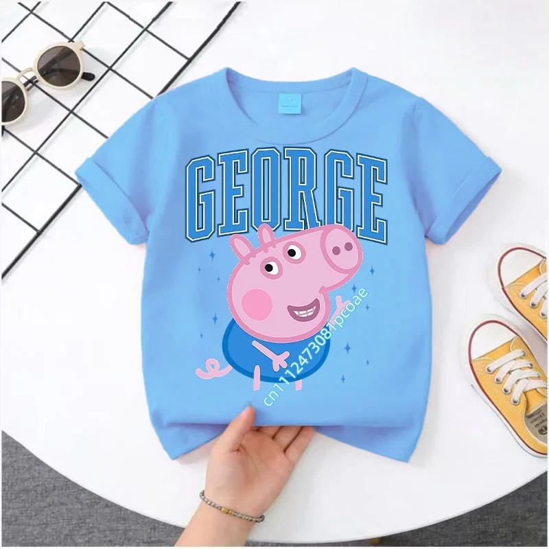 2026 Summer New Style T-shirt - Peppa Pig Kids' Pure Polyester Short-Sleeved Boys' Sportswear Girls' Casual Top with Cartoon Print