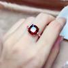 Wosikate Vintage Geometric Shape 10*10Mm Garnet Red Ruby Rose Gold Plated Wedding Ring For Women Copper Jewelry Finger Ring Open