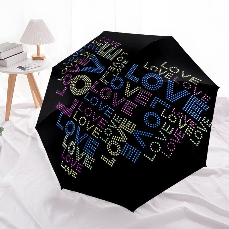1pc Love Joy Automatic Folding Umbrella with 8-Rib Windproof Design, Portable Foldable Sunshade Umbrella For Halloween 080