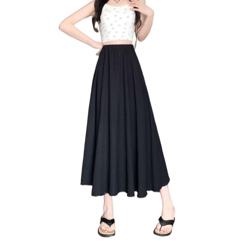 Women's High-End Beige Mid-Length Summer Skirt - Large, Loose & Slim Fit