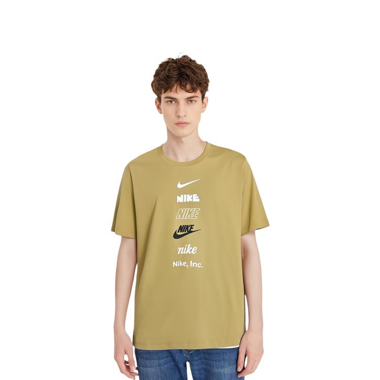Nike Alphabet Logo Print Rundhals T-Shirt Herren Oberteile Gelb DZ2876-725