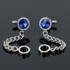 Men's Luxury Crystal Inlaid Gold and Silver Chain Cufflinks