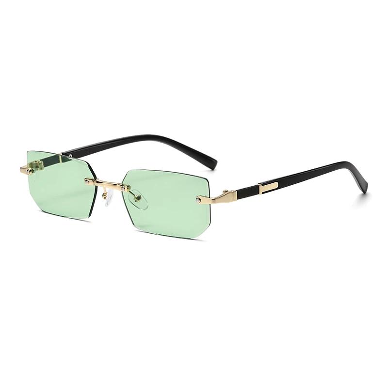 Trendy Rimless Sunglasses for Male Latest Female Stylish Frameless Rectangle Sun Eyeglasses Vintage Shades Traveling Eyewear UV400