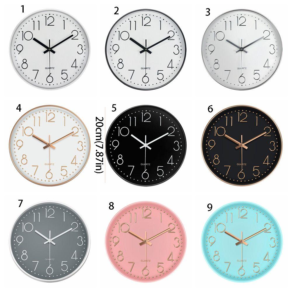 Non-Ticking Nordic Wall Clock Round Wall Hanging Clock Electronic Color Clock  Living Bedroom