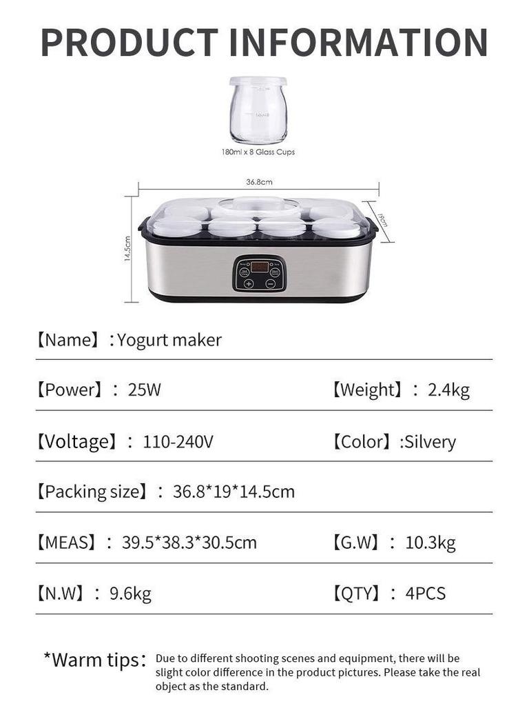 Multifunctional Yogurt Maker 2025: Complies with Australian, British, and European Standards. Makes Yogurt, Ice Cream, Pudding, Milkshake, and Jam.