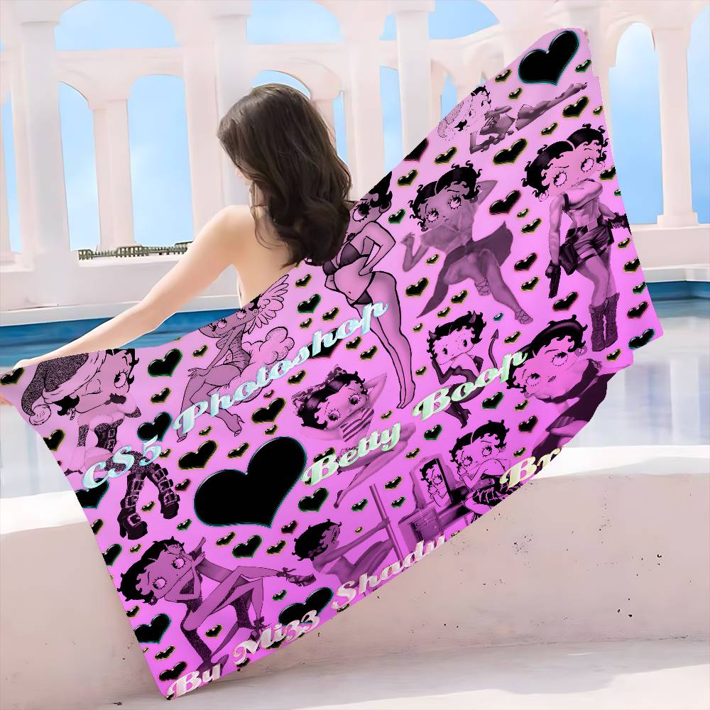 Anime B-Bettys B-Boops Microfiber Beach Towel Absorbent Quick Dry Soft Yoga Swimming Resort Mountain Climbing Towel