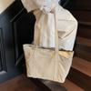 Large Capacity Solid Color Tote Bag New Casual Lightweight Nylon Shoulder Bag Versatile Canvas Bag Simple Women Handbag