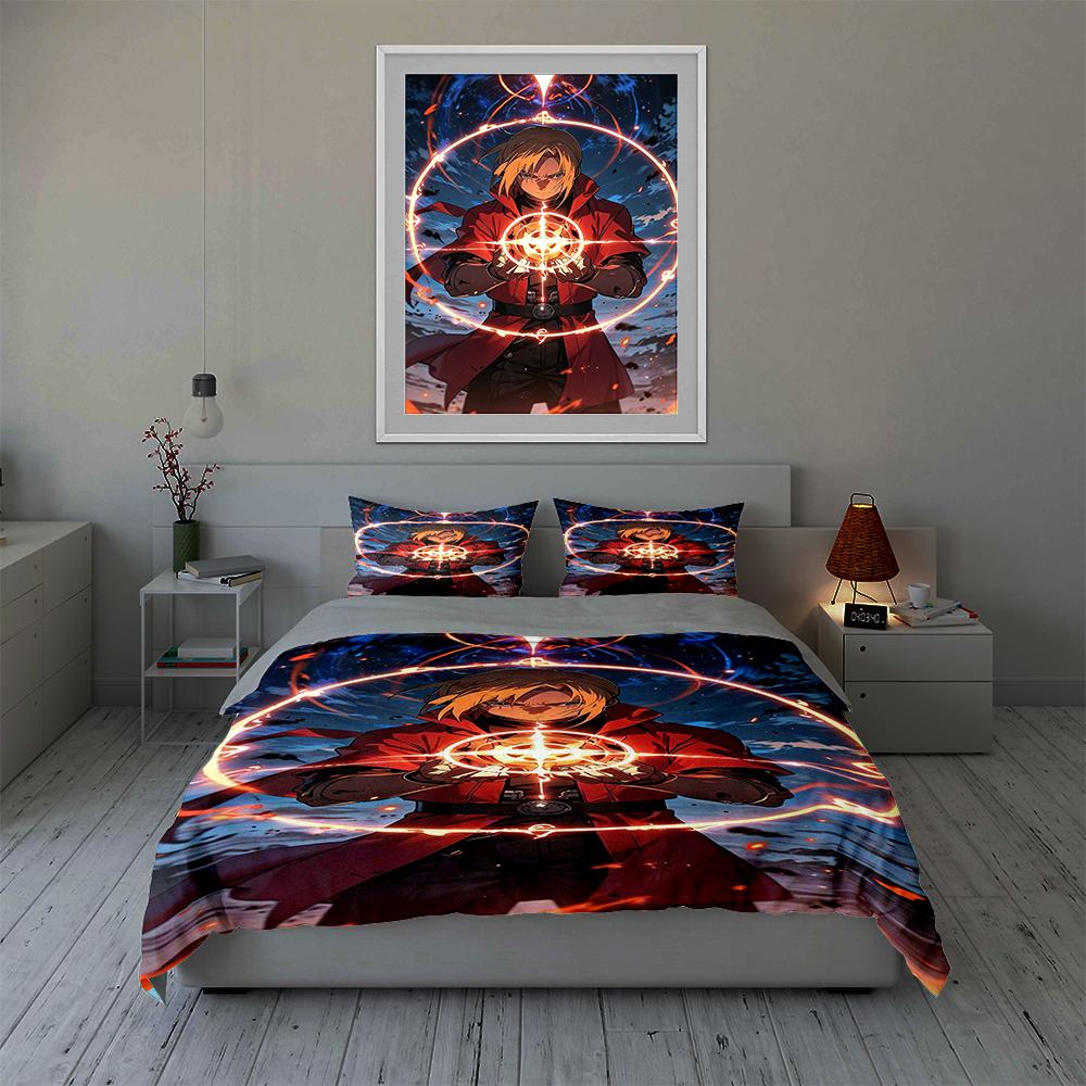 Alchemy-themed Anime Illustration. Bedding Duvet Cover Sets Duvet Covers Pillowcases Gifts (1 * Duvet Cover 2 * Pillowcases, Without Duvet Insert)