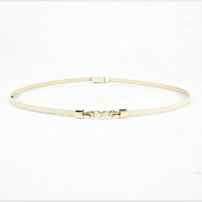 Women s Versatile And Sophisticated Thin Belt With Buckle Stylish Waist-cinching Pearl Leather Belt