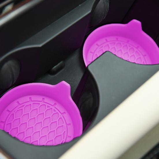 2Pcs Car Coasters Silicone Drink Cup Holder Protector with Handle Design Easy To Clean Car Water Coaster