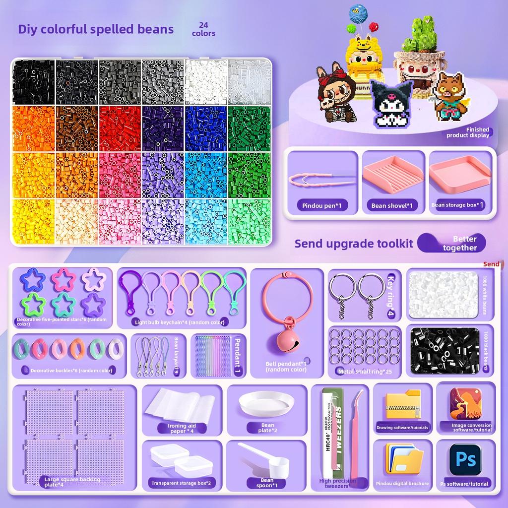 שק חומרים DIY להכנה עצמית של שעועית פינדו, סט מלא של צבעי MARD תלת-ממדיים מותכים, כלים, שק נייר גיהוץ